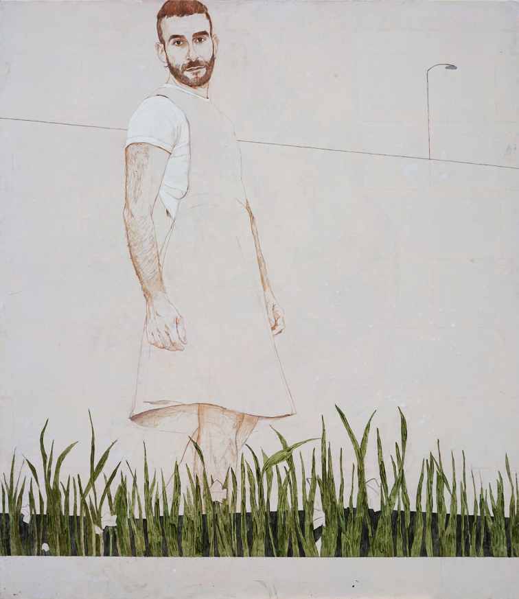 Jesús Massó en sus viajes con Ordax, 2018-2021. Acrílico y lápiz s/papel. 130×114 cm. 